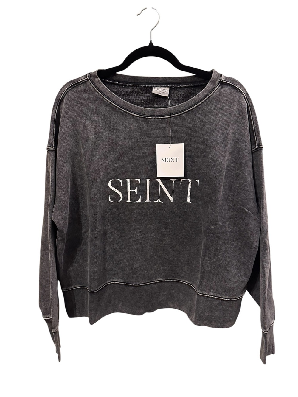 SEINT Washed Black Crewneck Sweatshirt. NWT